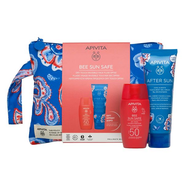 Apivita Bee Sun Safe Set, Dry Touch Thin Face Sunscreen Spf50 50ml & Gift After Sun 100ml