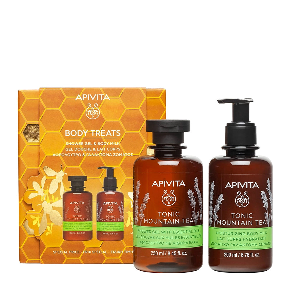 Apivita Body Treats with Tonic Mountain Tea Shower Gel 250ml & Tonic Mountain Body Lotion 200ml