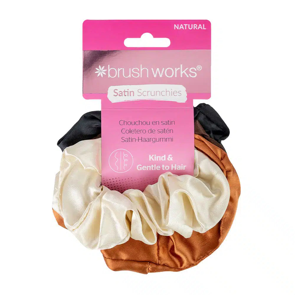 Nude Satin Scrunchies (Pack Of 4)