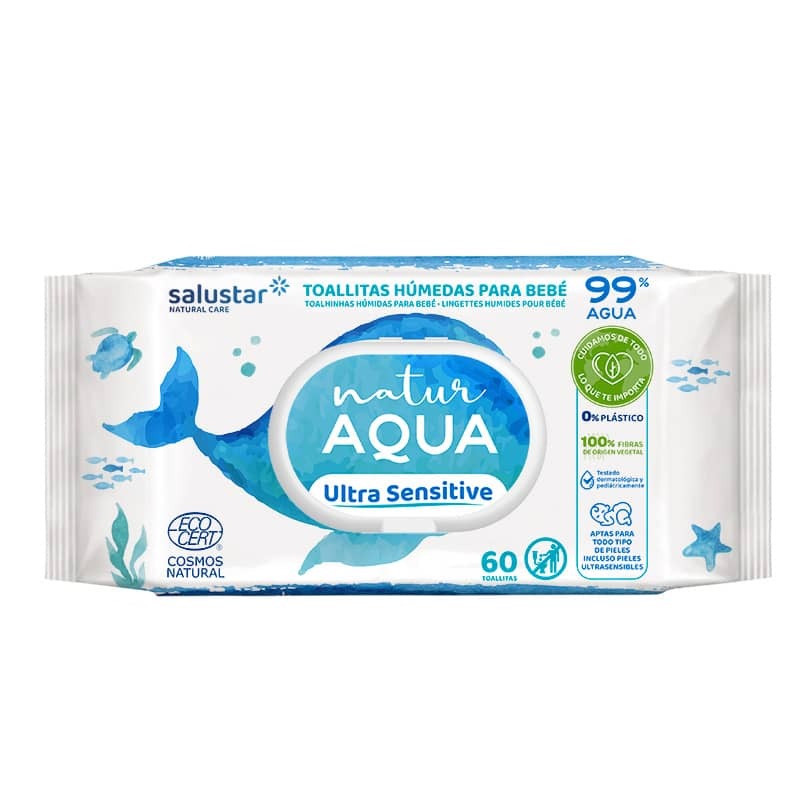 Salustar AQUA Baby Wet Wipes  99% Water 60pcs