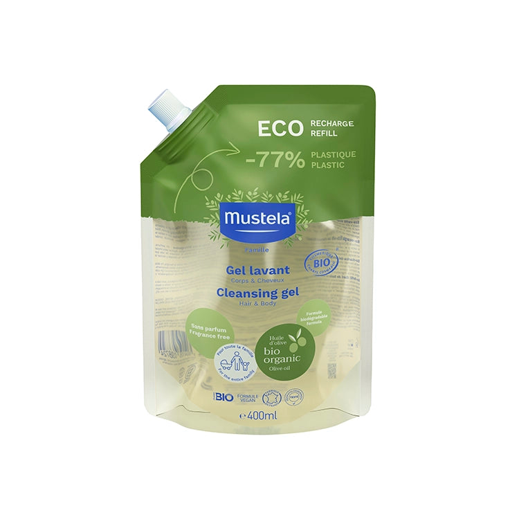 Mustela Eco-Refill for Organic Certified Cleansing Gel, Body & Hair 400ml