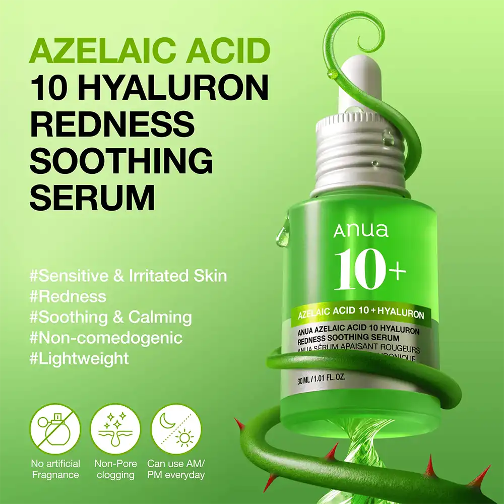 Anua Azelaic Acid 10 Hyaluron Redness Soothing Serum Green 30ml