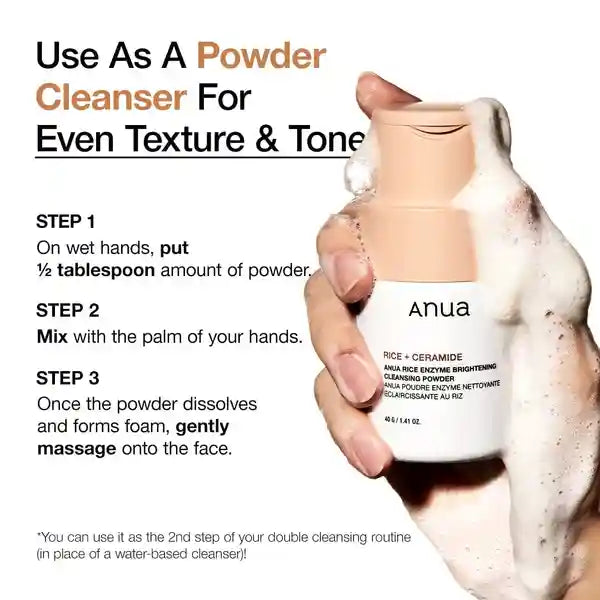 Anua Rice Enzyme + Ceramide Brightening Cleansing Powder 40g