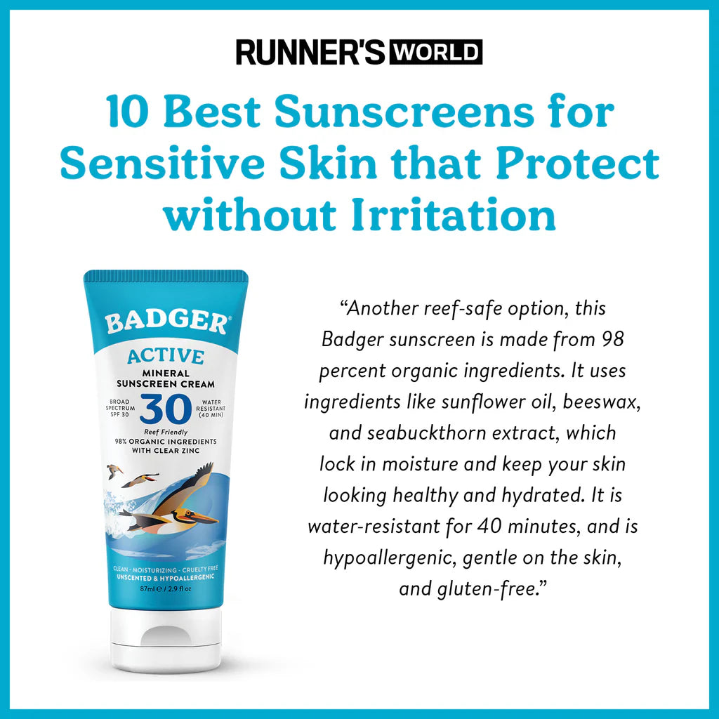 Badger Active Mineral Sunscreen Cream 87ml - SPF 30