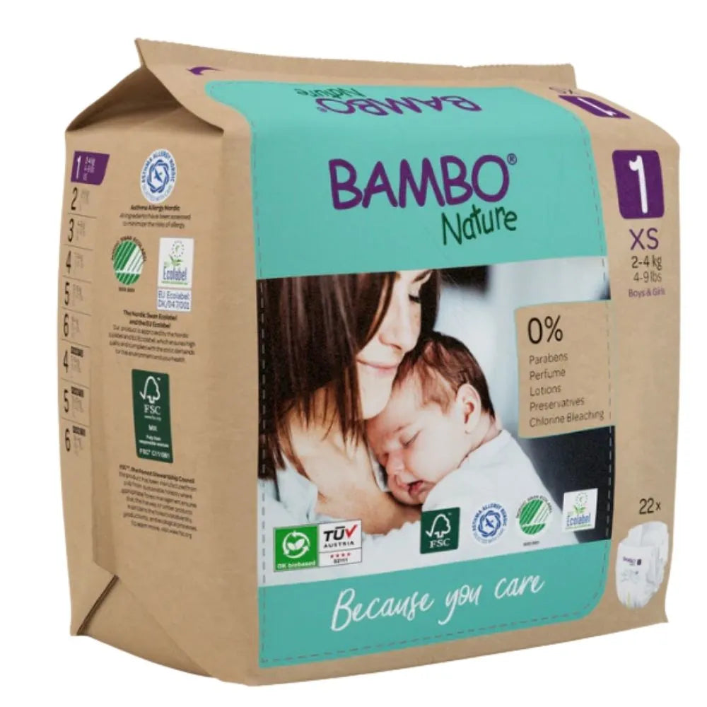 Bambo Nature NO 1 Size XS 2-4 KG NAPPIES