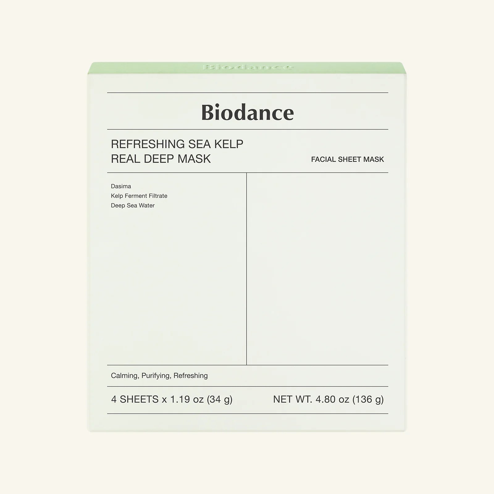 Biodance Refreshing Sea Kelp Real Deep Mask 4x34g