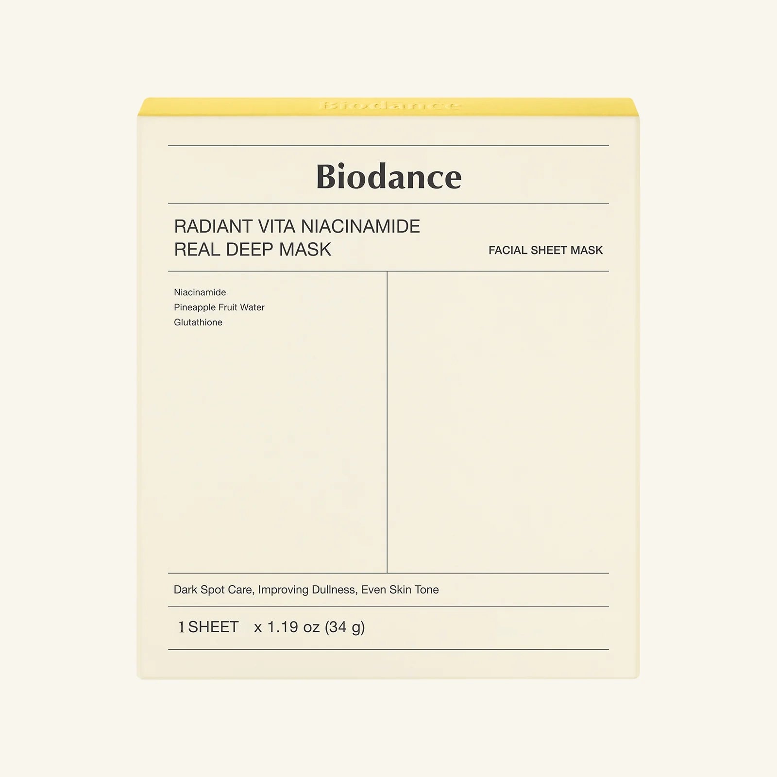 Biodance Radiant Vita Niacinamide Real Deep Mask 34g