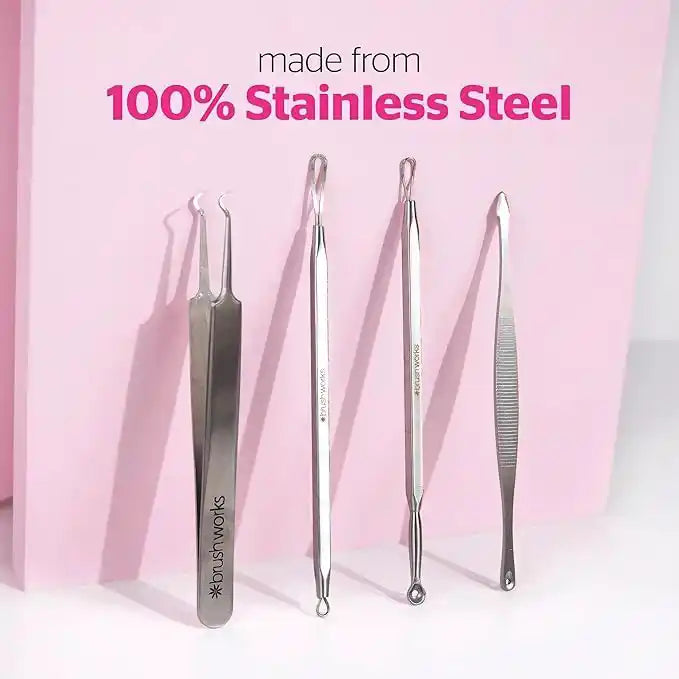 Brushworks Stainless Steel Blackhead-Blemishes Removal Set 4pcs