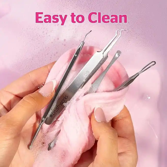 Brushworks Stainless Steel Blackhead-Blemishes Removal Set 4pcs