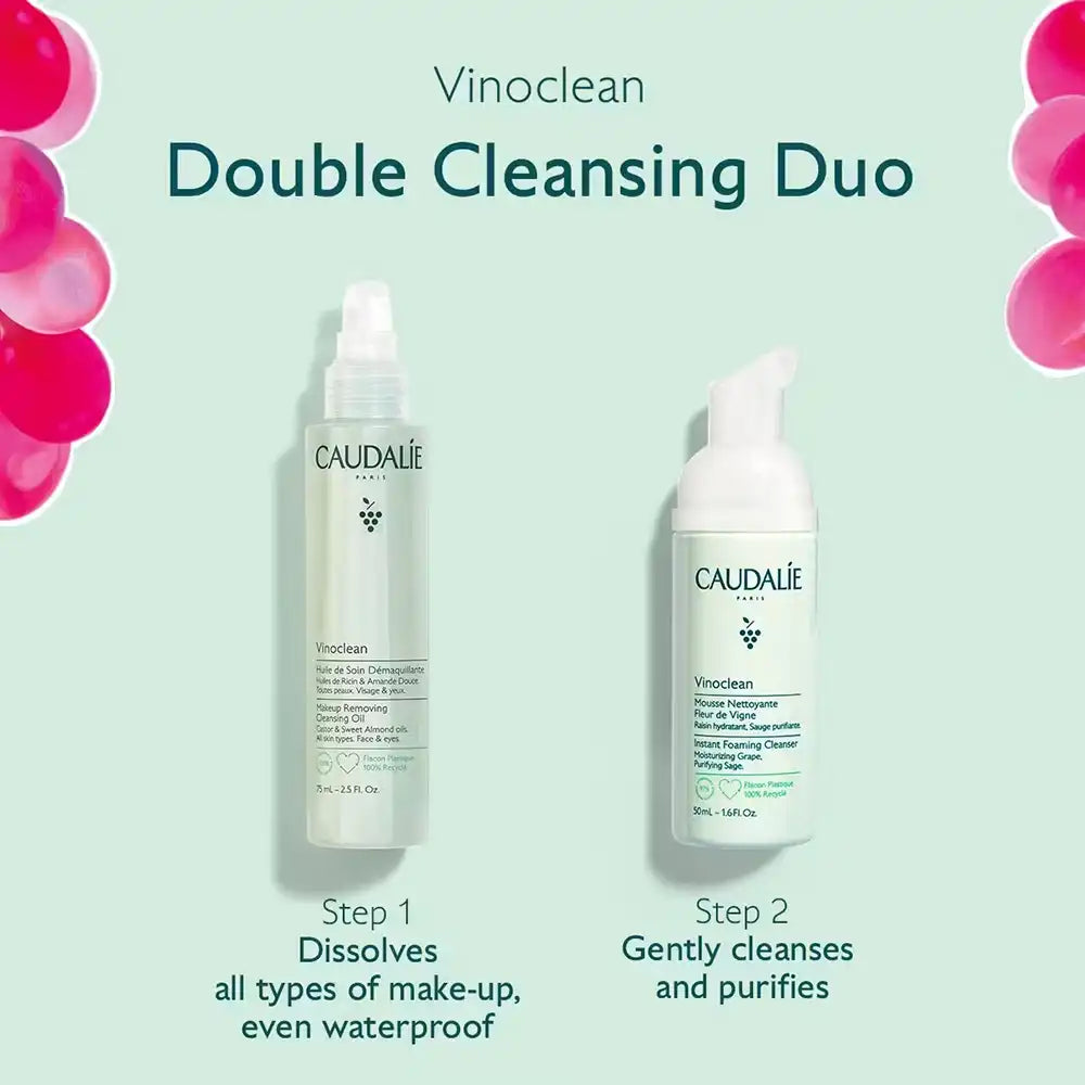 Caudalie Double Cleansing Duo Set Cleansing Oil & Foaming Cleanser
