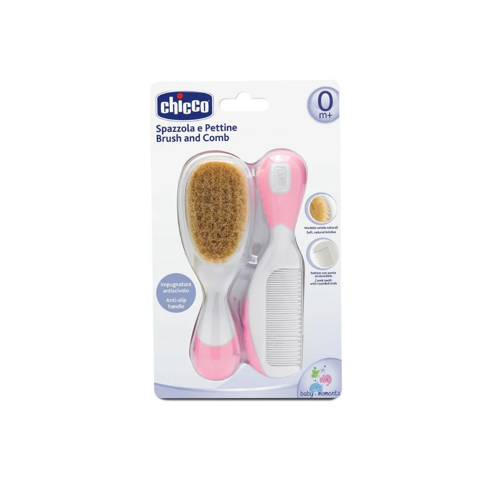 Chicco Baby Hair Brush & Comb Set Pink