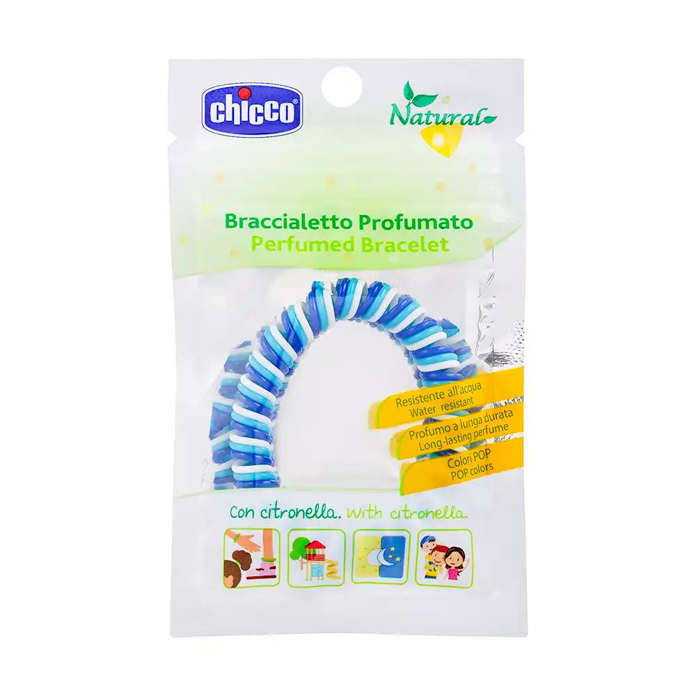 Chicco Lemongrass Scented Plastic Bracelet 100% Natural Protection blue