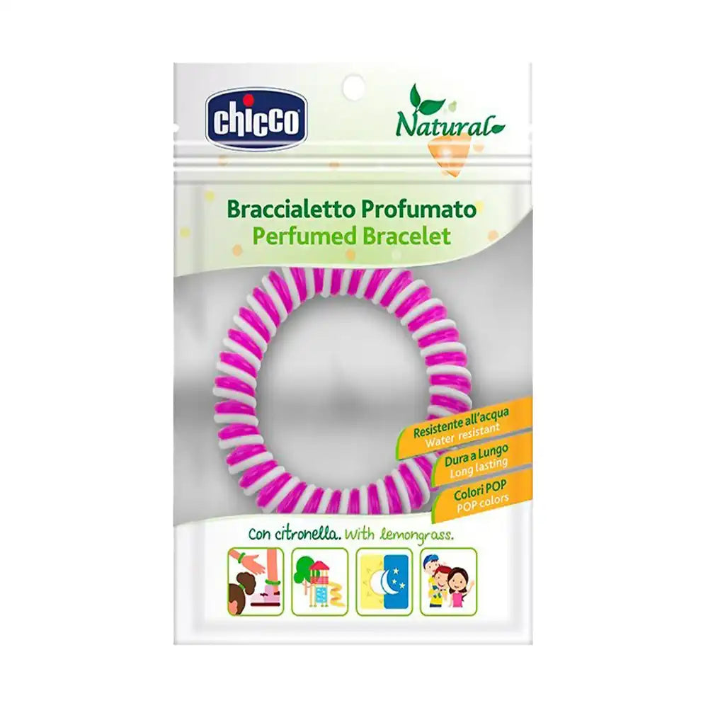 Chicco Lemongrass Scented Plastic Bracelet 100% Natural Protection pink