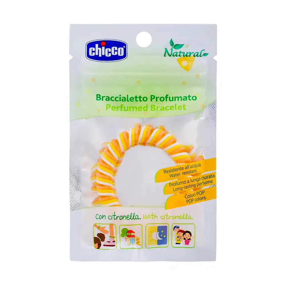 Chicco Lemongrass Scented Plastic Bracelet 100% Natural Protection yellow