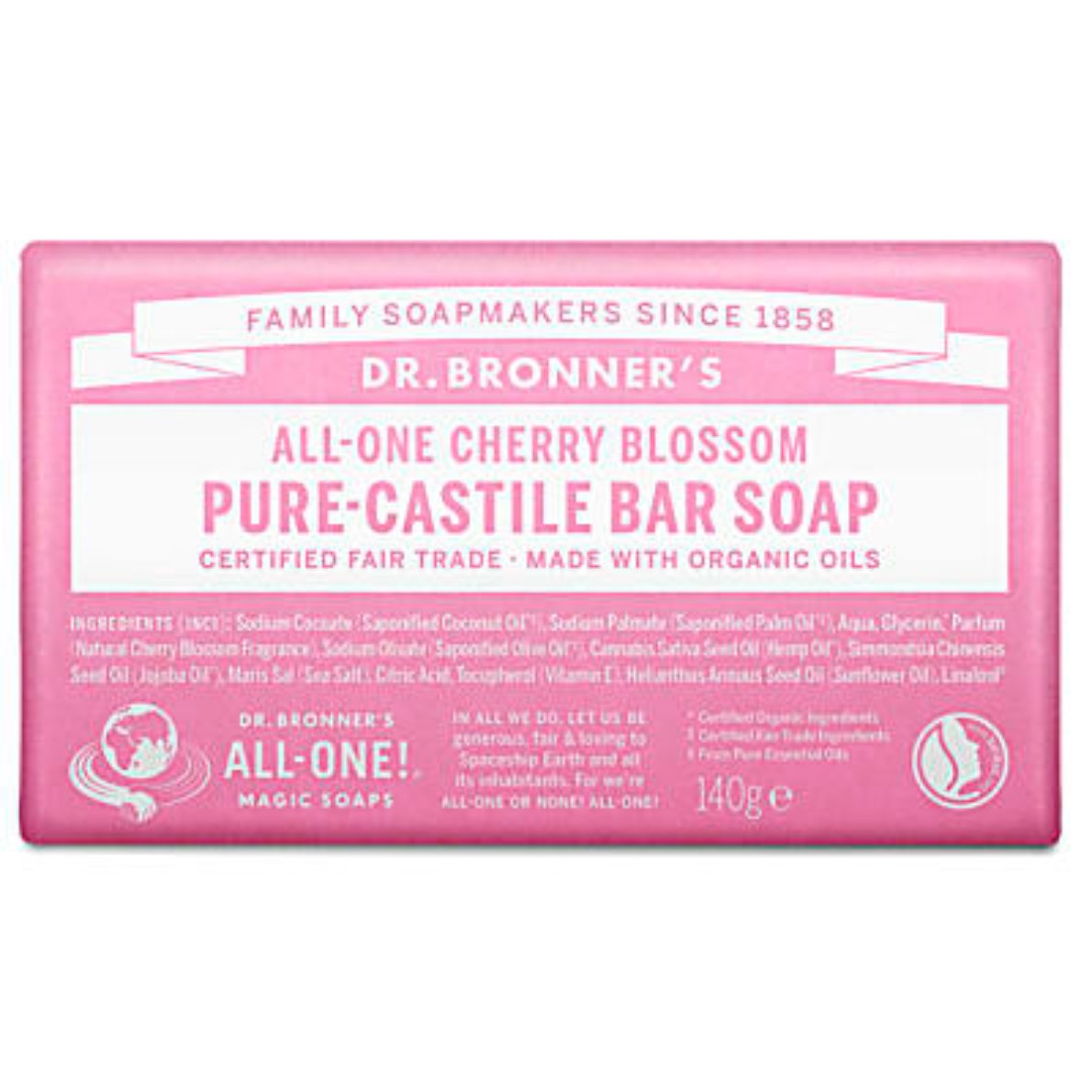 Dr. Bronner's Castille Cherry Blossom Soap Bar 140g