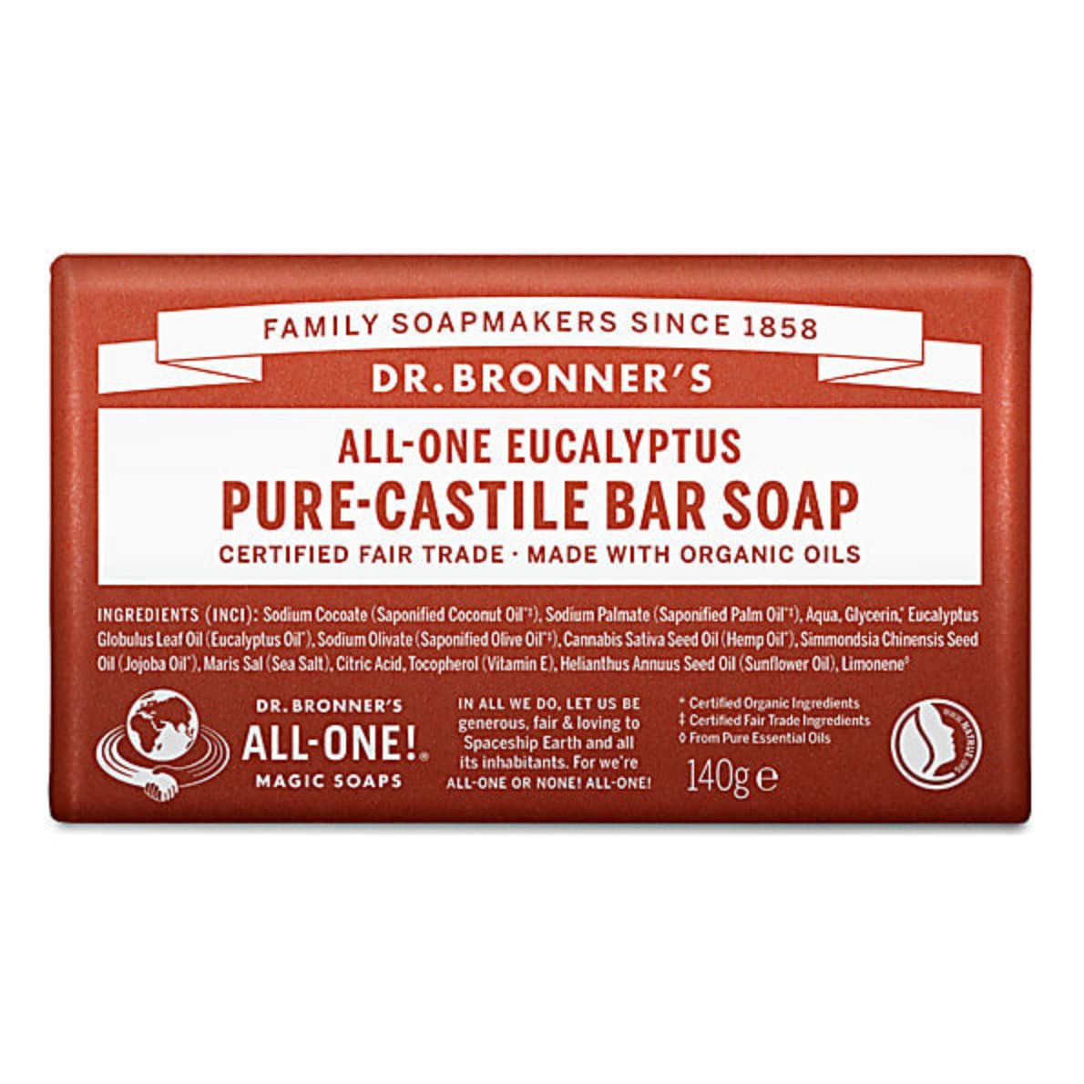 Dr. Bronner's Eucalyptus Pure Castile Soap Bar 140g