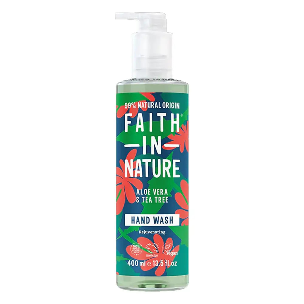 Bottle of Faith in Nature hand wash on a white background