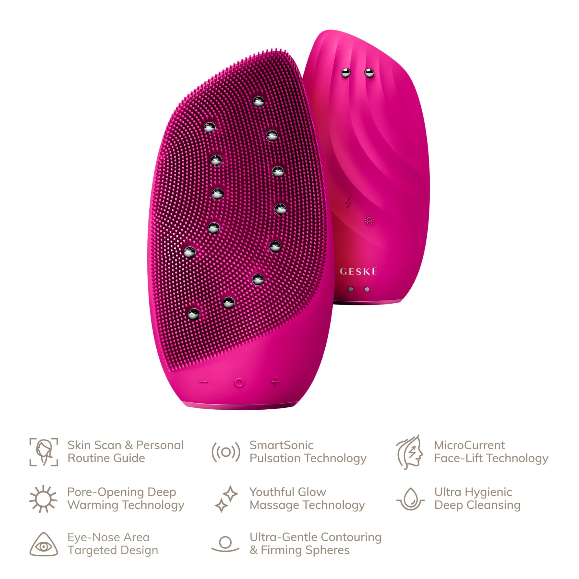 Geske Sonic Thermo Facial Brush & Face-Lifter 8In1 Magenta