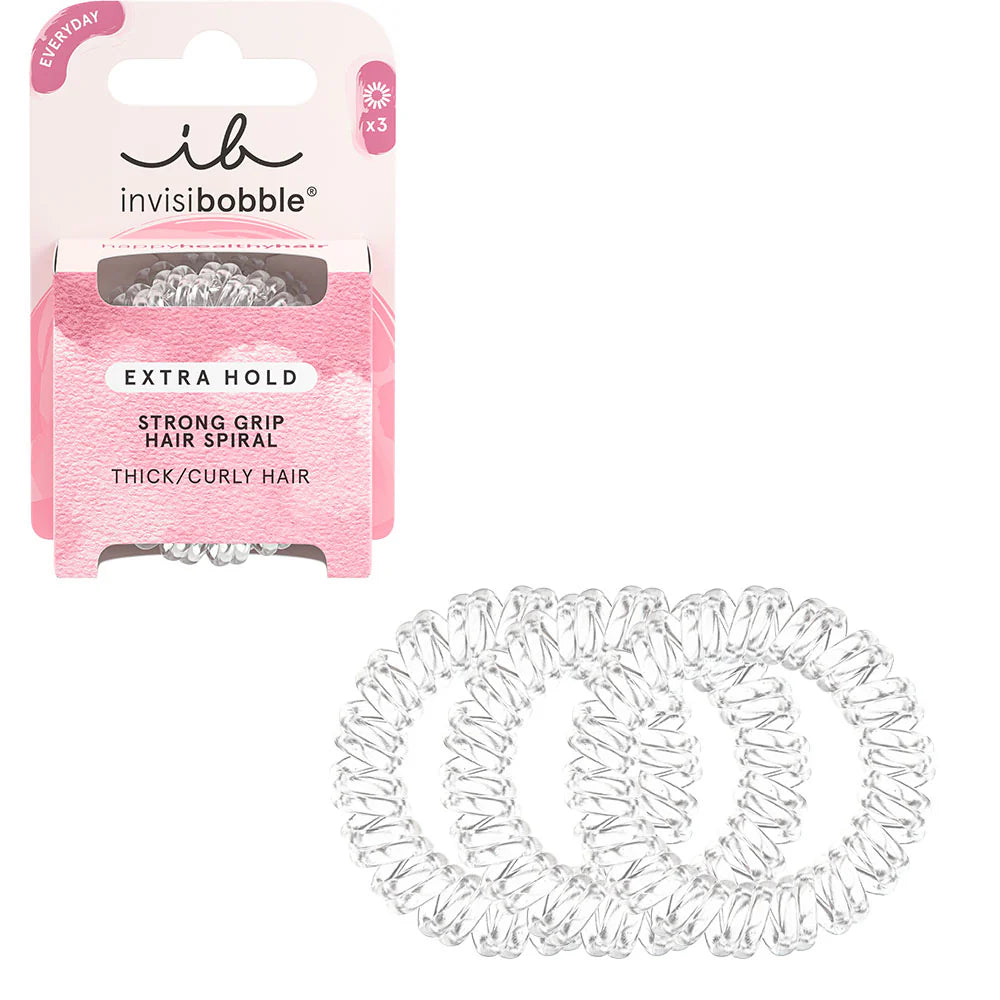 Invisibobble Extra Hold Crystal Clear Think/Curly Hair 3pcs