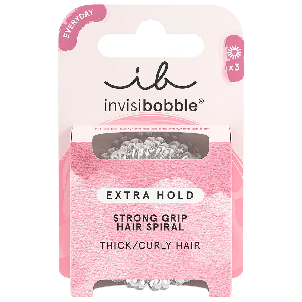 Invisibobble Extra Hold Crystal Clear Think/Curly Hair 3pcs