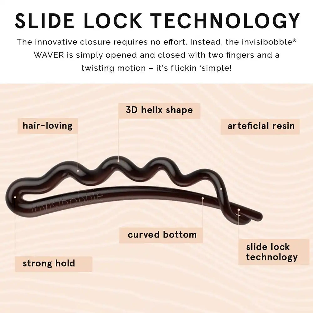 Invisibobble Waver Traceless Hair Clip Pretty Dark 3 Pcs