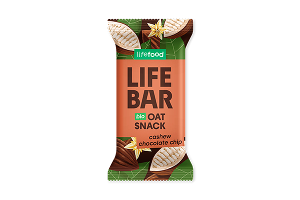 LIFEBAR Organic Oat Snack Cashew Chocolate Chip 40g