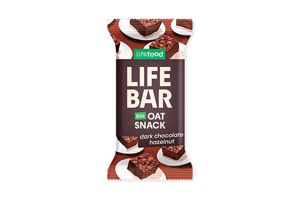 LIFEBAR Organic Oat Snack Dark Chocolate Hazelnut 40g