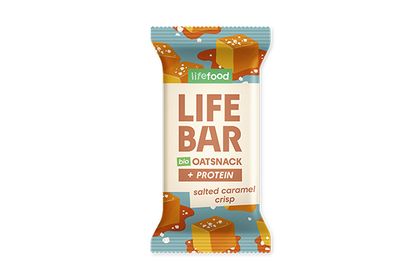 LIFEBAR Organic Oat Snack Protein Salted Caramel Crisp 40g