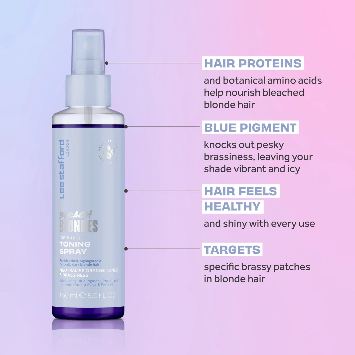 Lee Stafford Bleach Blondes Ice White Tone Correcting Conditioning Spray 150ml