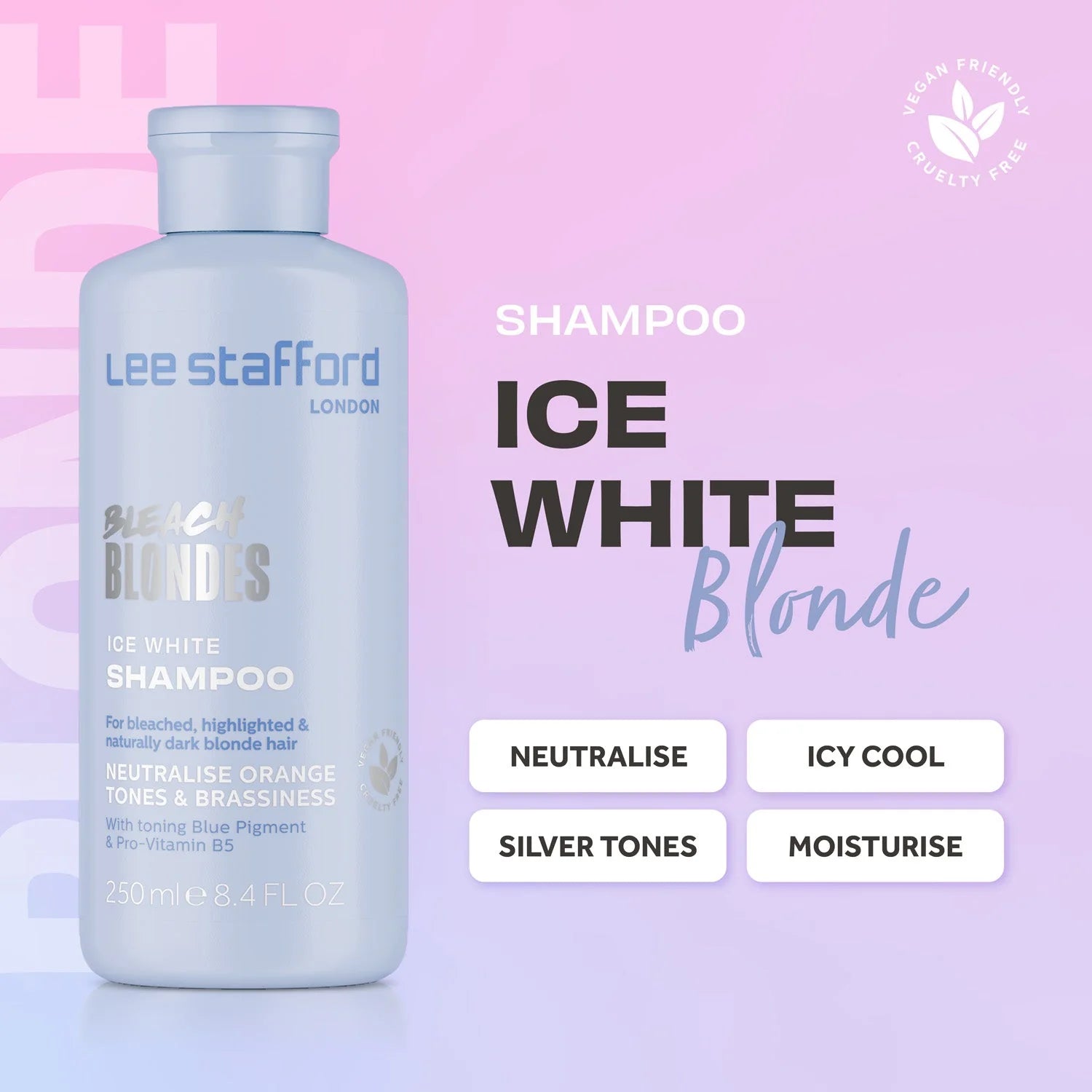 Lee Stafford Bleach Blondes Ice White Toning Shampoo 500ml