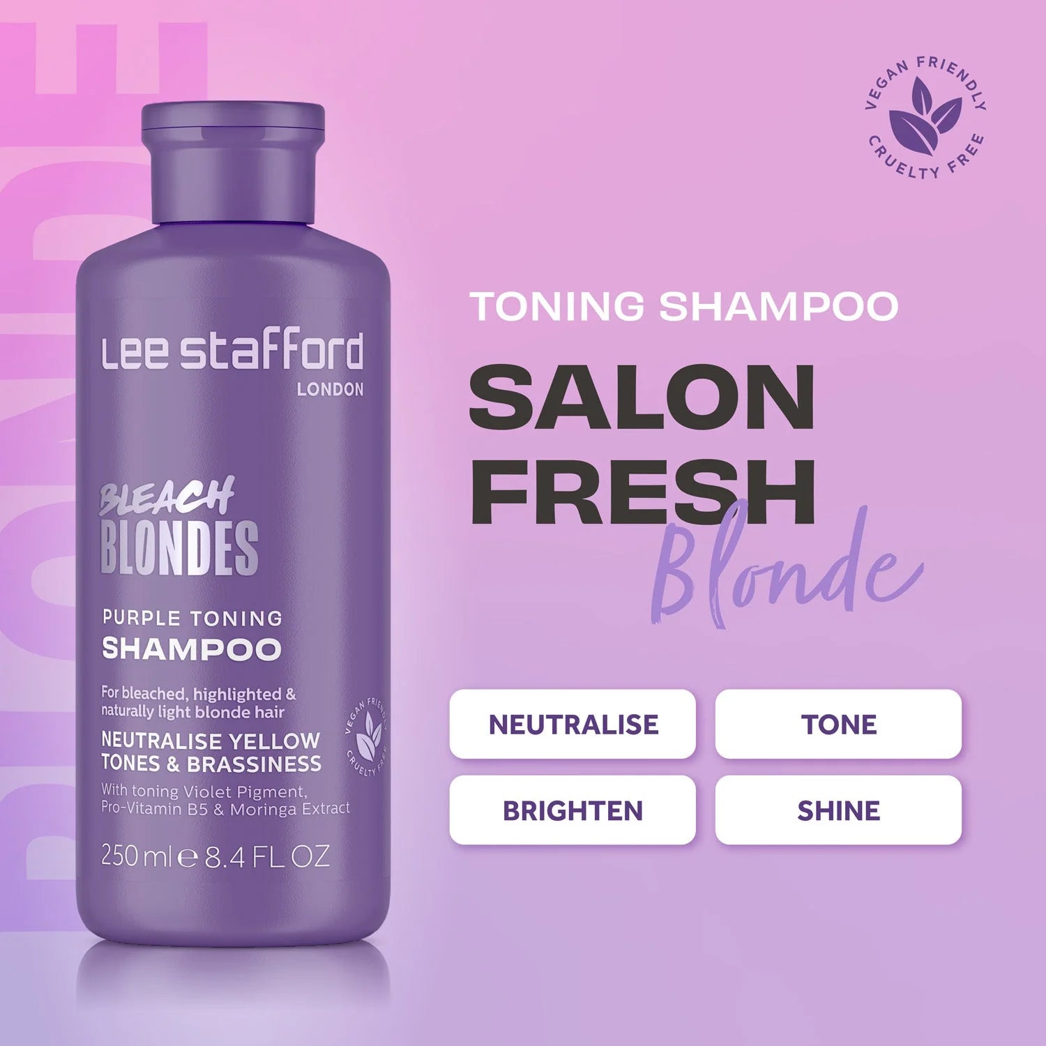 Lee Stafford Bleach Blondes Purple Toning Shampoo 250ml