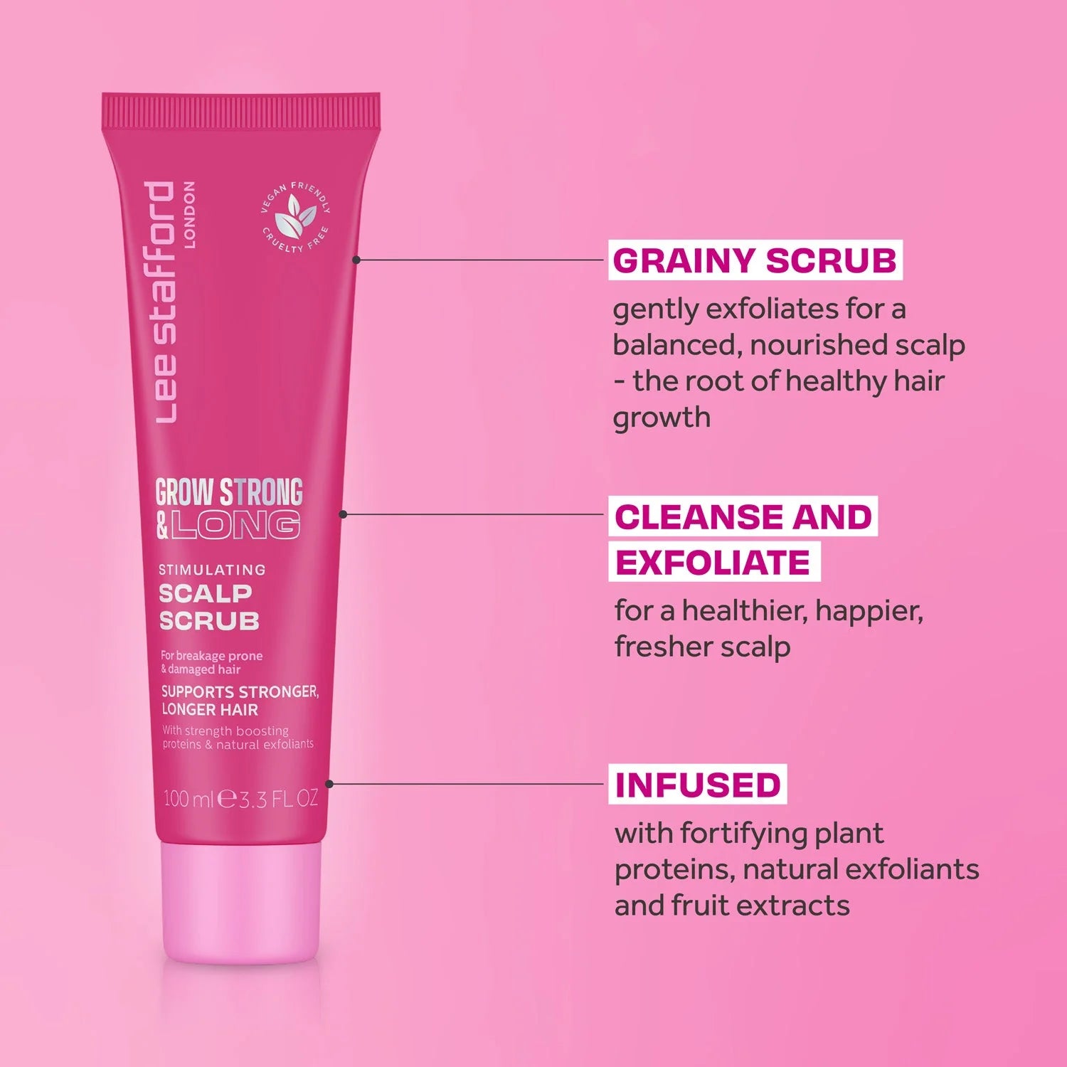 Lee Stafford Grow Strong & Long Stimulating Scalp Scrub 100ml