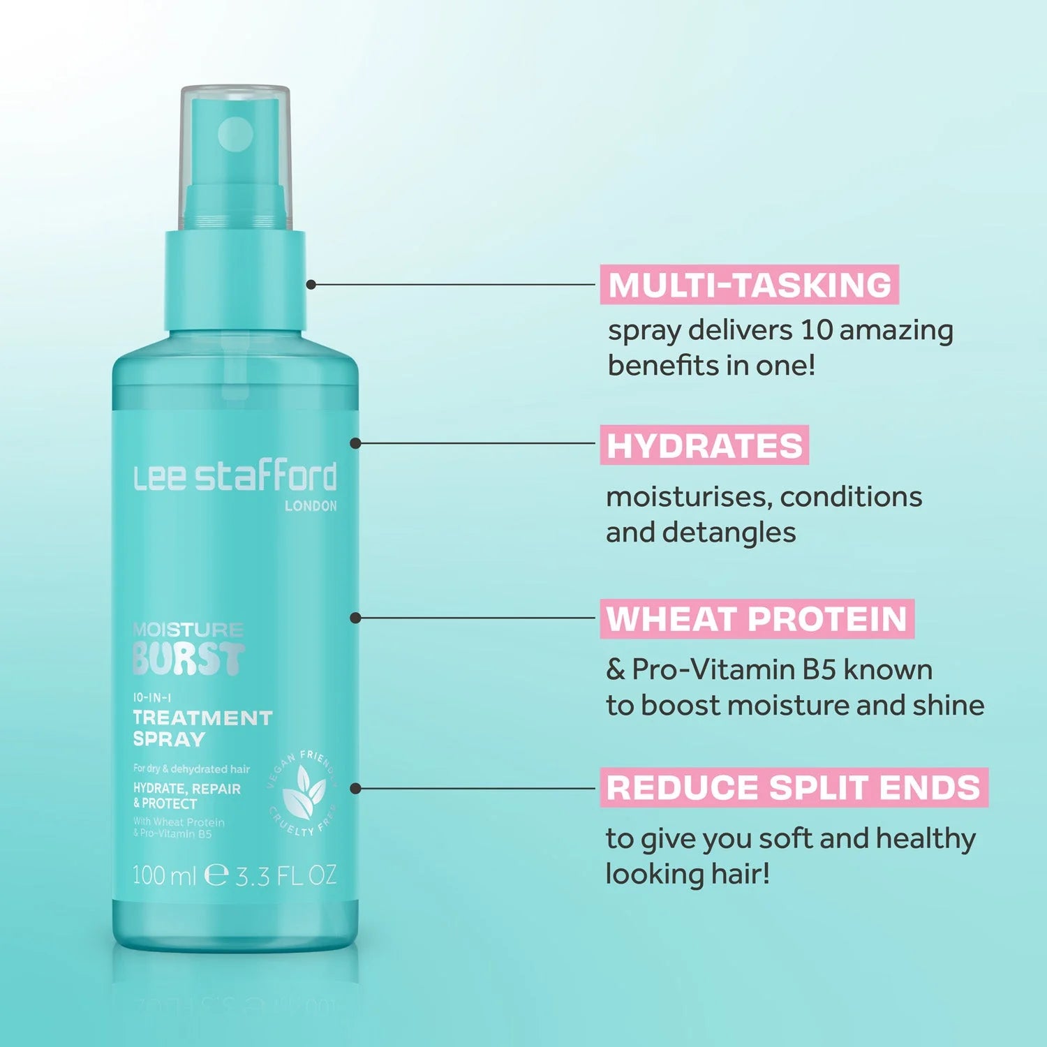 Lee Stafford Moisture Burst Hydrating 10-in-1 Treatment Spray 100ml