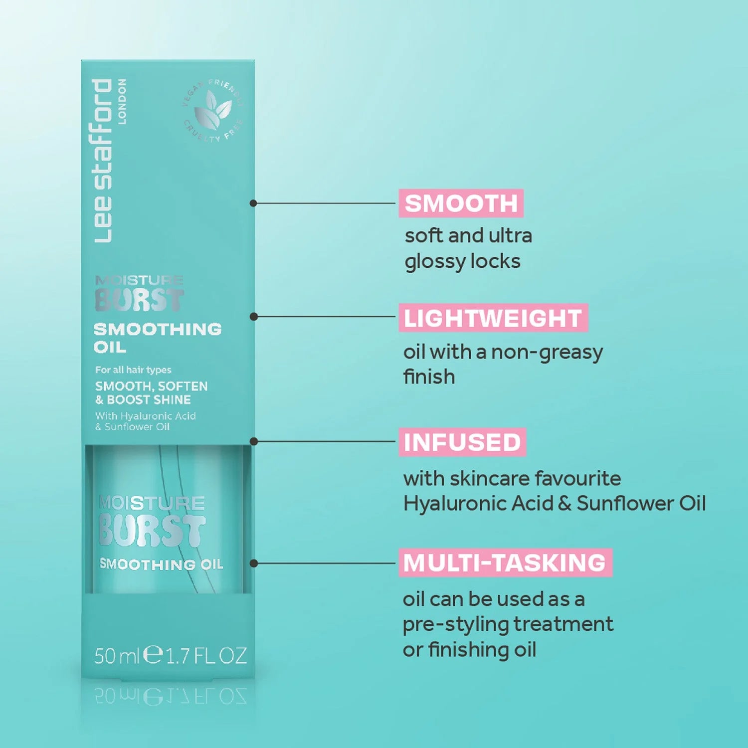 Lee Stafford Moisture Burst Smoothing Oil 50ml
