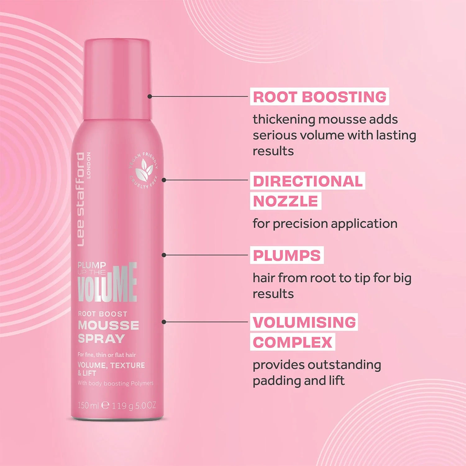 Lee Stafford Plump Up The Volume Root Boost Mousse Spray 150ml