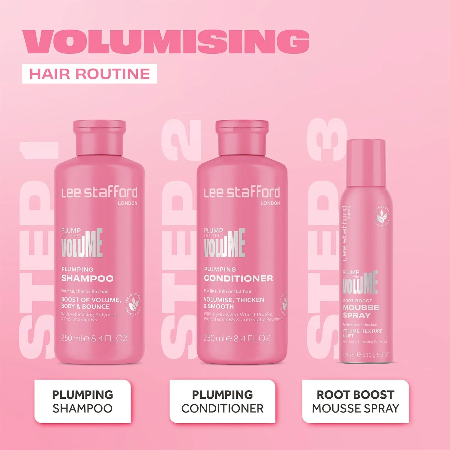 Lee Stafford Plump Up The Volume Root Boost Mousse Spray 150ml