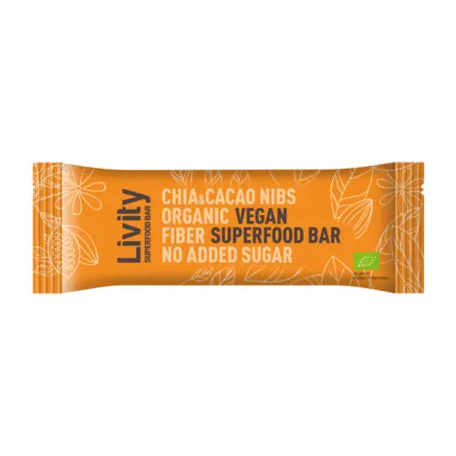 Livity Organic Chia & Cacao Nibs Bar 25g