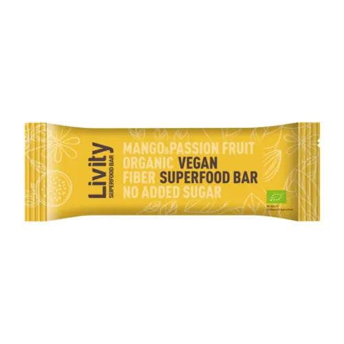 Livity Organic Mango & Passion Fruit Superfood Bar 25g