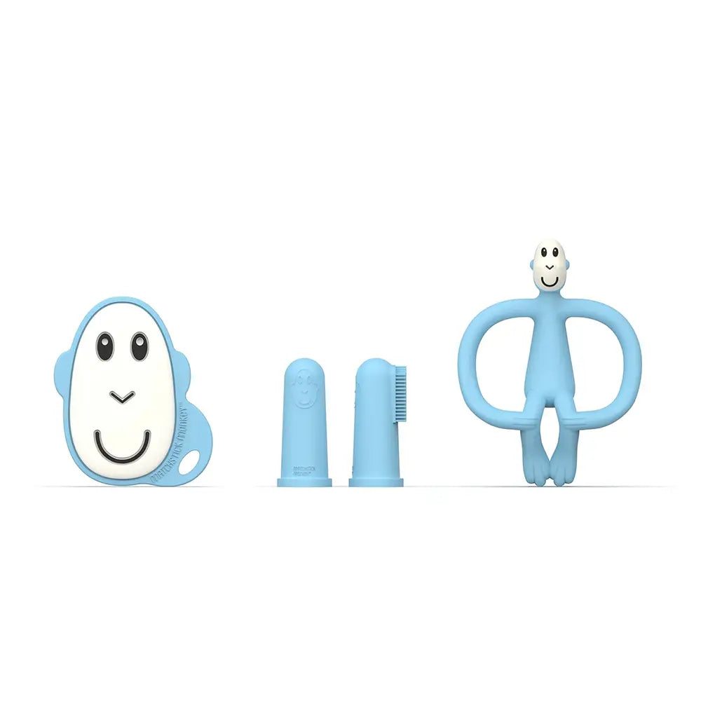 Matchstick Monkey Light Blue Teething Starter Set