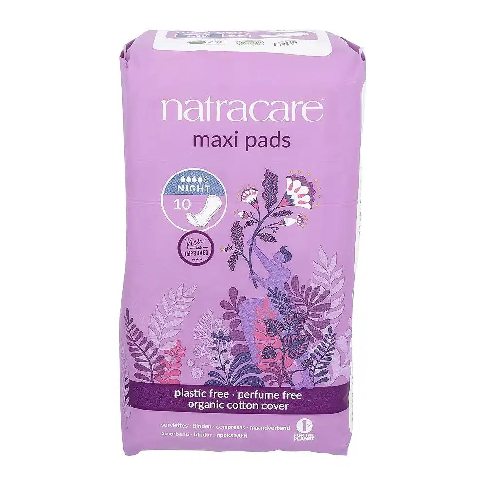 Natracare Natural Night Time Maxi Pads 10pcs Without Wings