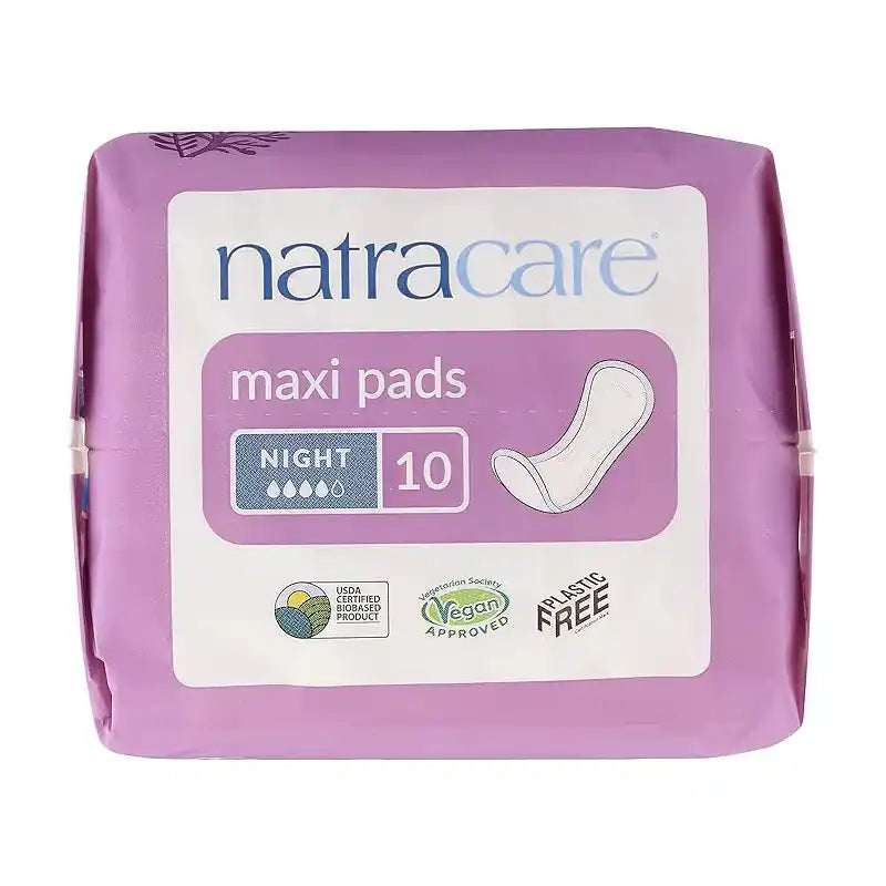 Natracare Natural Night Time Maxi Pads 10pcs Without Wings
