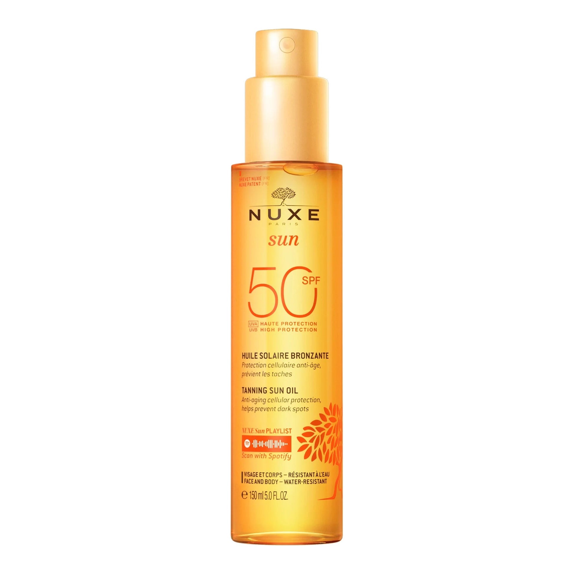 Nuxe Sun Tanning Sun Oil High Protection SPF50 face and body 150ml