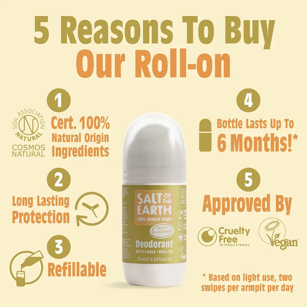 Salt of The Earth Neroli & Orange Blossom Natural Refillable Roll-On Deodorant