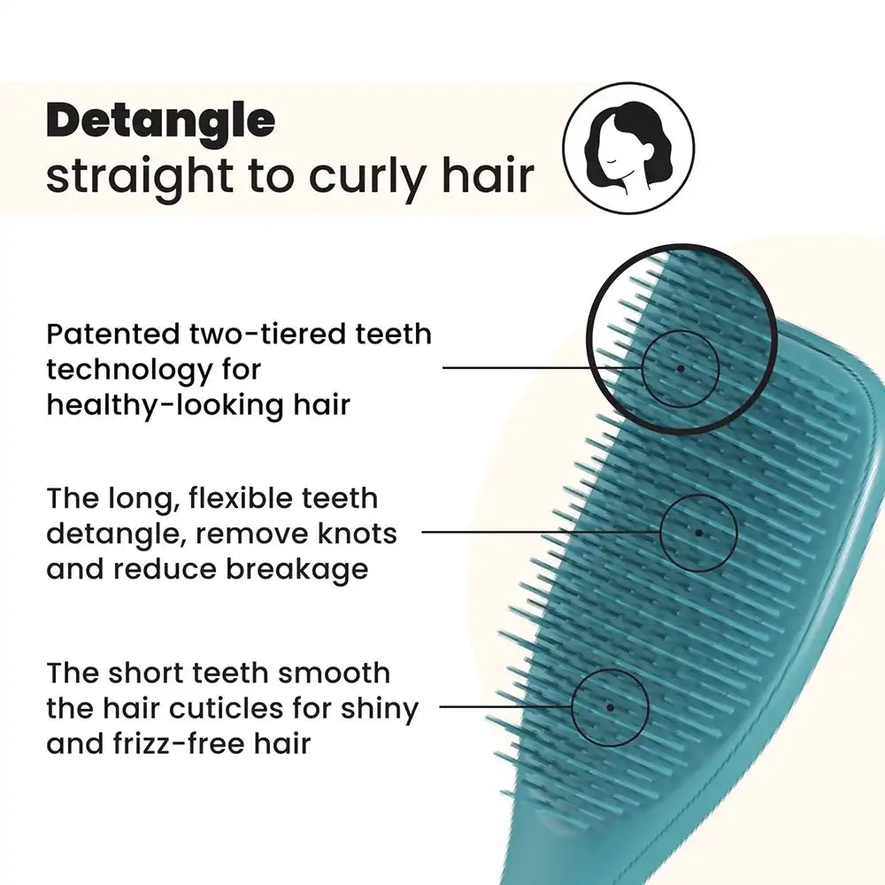Tangle Teezer Large Wet Detangler Straight & Curly Hair Brush Transformative teal