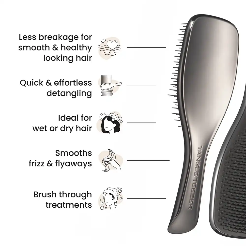Tangle Teezer The Ultimate Detangler Chrome Hair Brush Midnight Silver