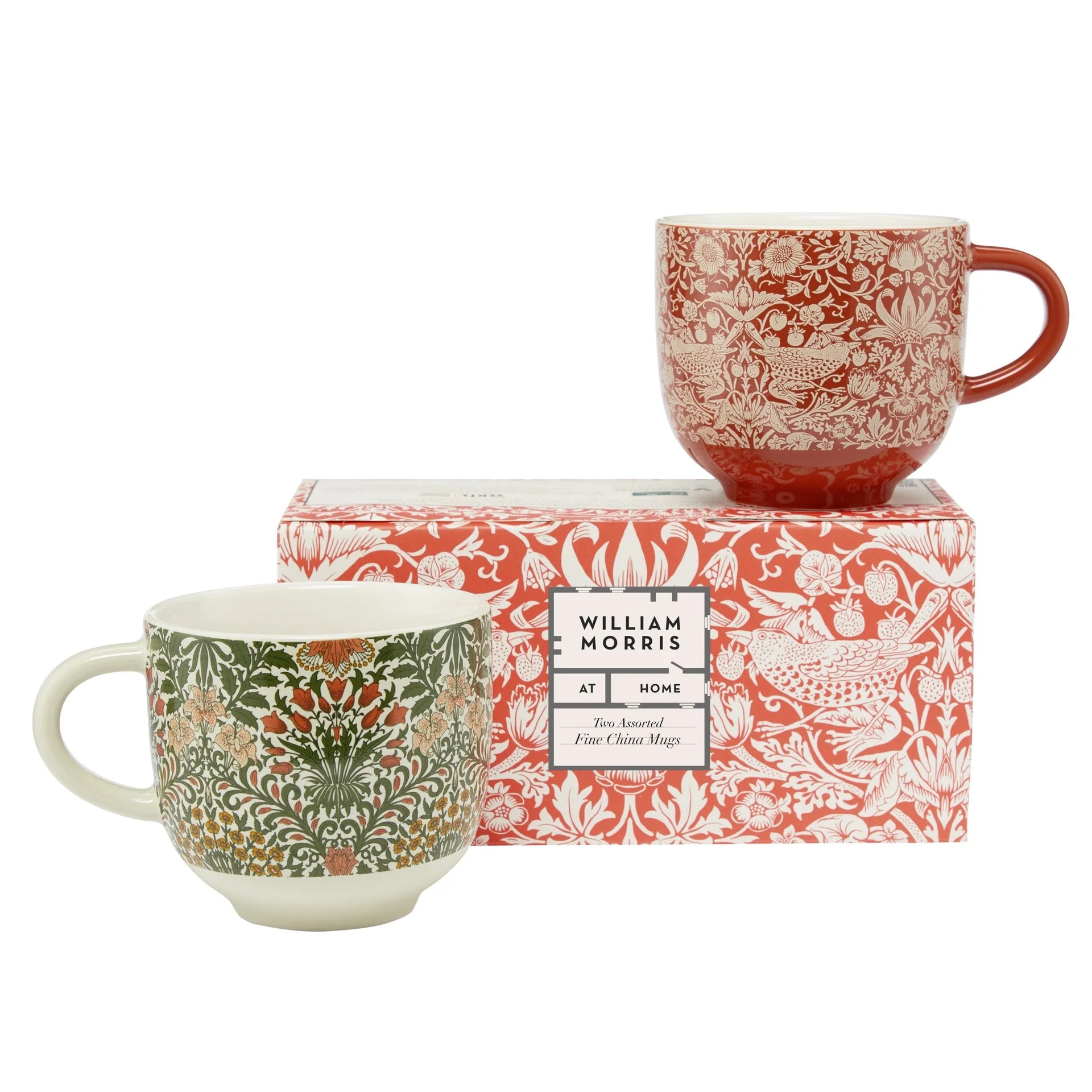 WILLIAM MORRIS Two Beautiful Assorted Fine China Mugs