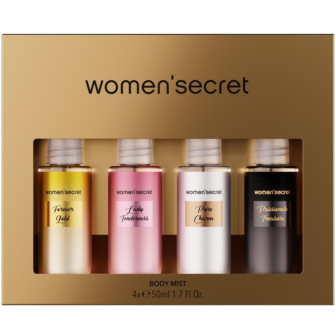 Women'secret Metallic Body Mist Gift Set 4 x 50ml