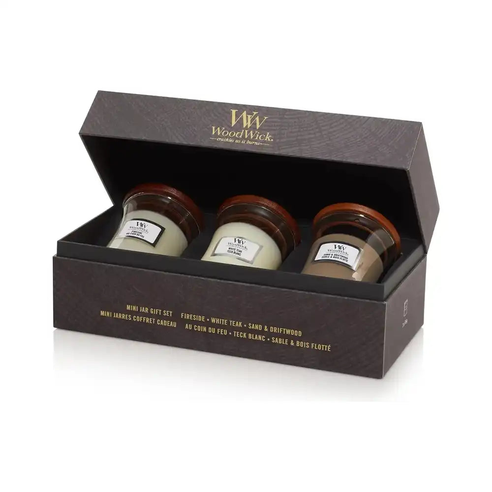 WoodWick Scented Hourglass Candle Woody 3 pcs Mini Gift Set