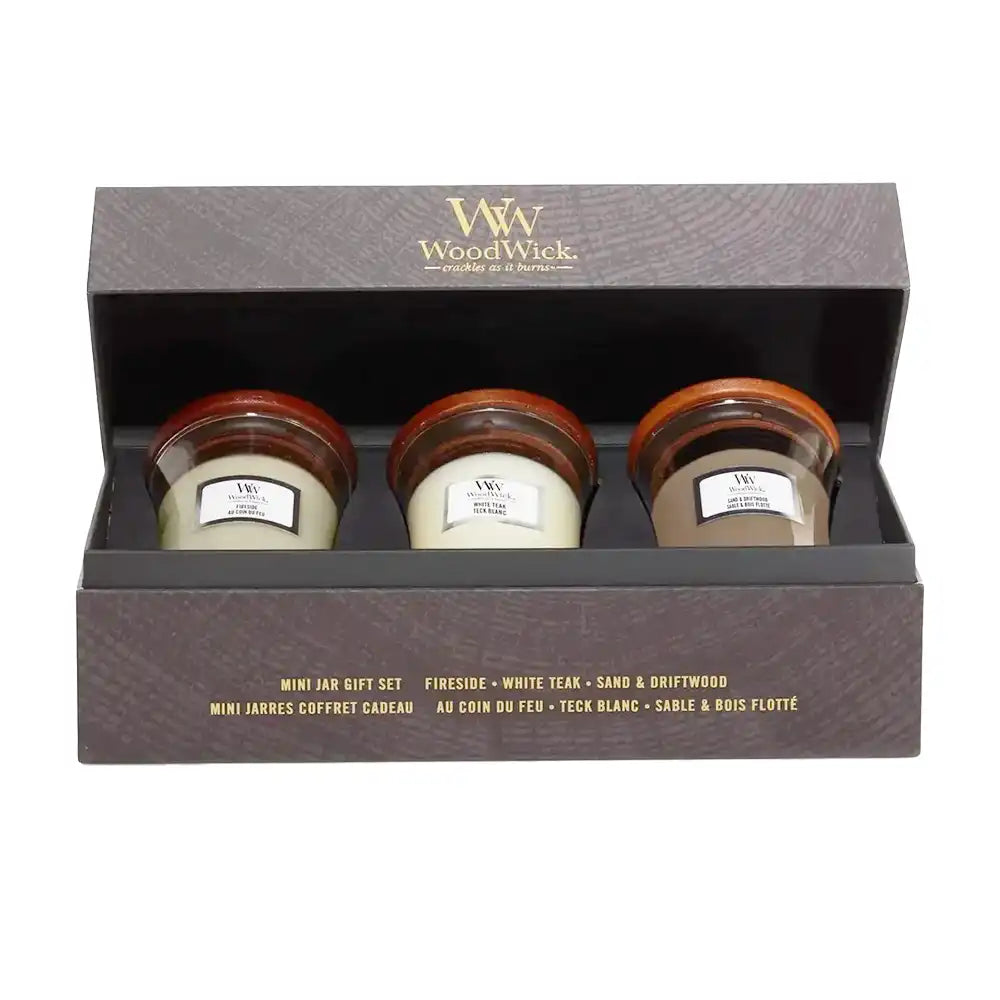 WoodWick Scented Hourglass Candle Woody 3 pcs Mini Gift Set