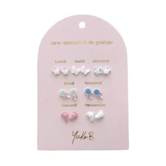Yuko.B 7 pairs of nickel-free earrings - A Week of Poetry Baby Shower